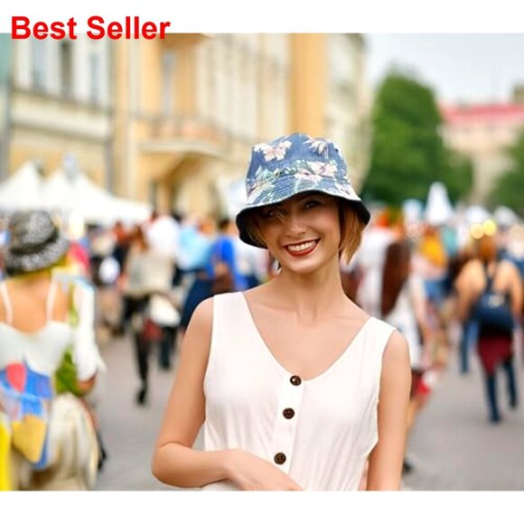 Denim Bucket Hat - Packable Festival Outdoor Sun Protection Cap